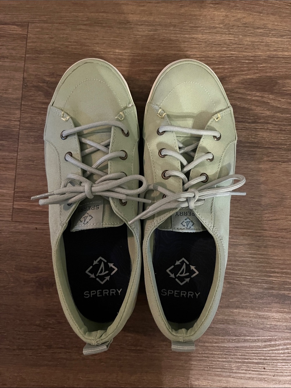 Sperry Canvas Lace-Up Sneakers in Sage Green